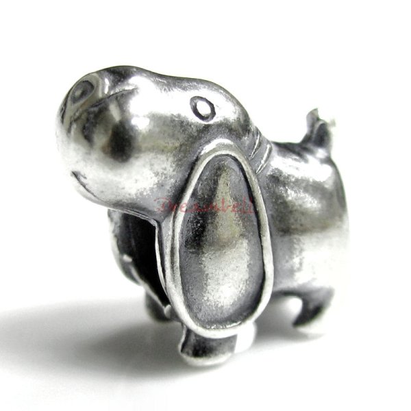 1x Sterling silver Cute Long Ear Dog Puppy Bead for European Charm Bracelets