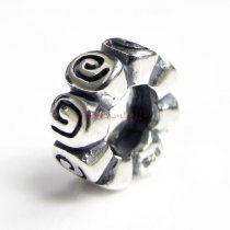 Sterling Silver Flower Rose Bead for European Charm Bracelets