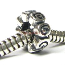 Sterling Silver Flower Rose Bead for European Charm Bracelets