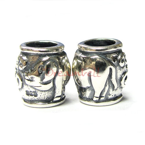 1 x Sterling Silver Pig Chinese Zodiac Bead for European Charm Bracelets