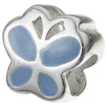 Sterling Silver Butterfly Enamel Bead for European Charm Bracelets