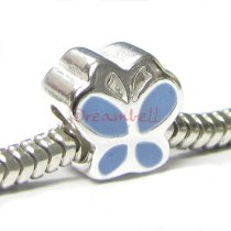 Sterling Silver Butterfly Enamel Bead for European Charm Bracelets