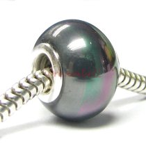 Sterling Silver PEACOCK PEARL Bead for European Charm Bracelets