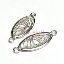 2x Sterling silver Flower Oval Pendant Link Connector 25mm