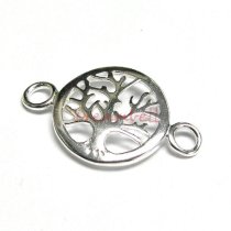 1 x Sterling silver Round Tree Pendant Link Connector 29mm