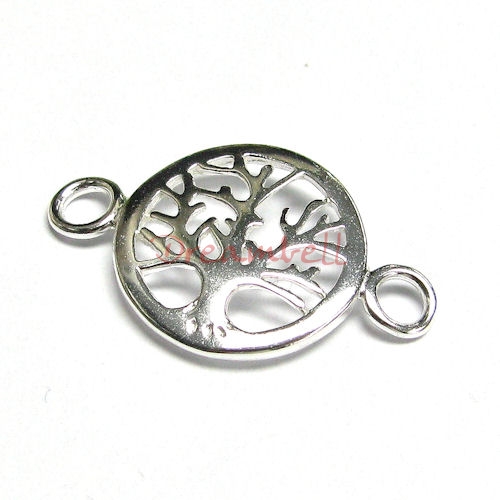 1 x Sterling silver Round Tree Pendant Link Connector 29mm