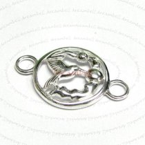 1 x Sterling silver Hummingbird Round Pendant Link Connector 28mm