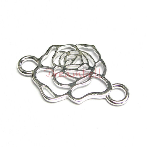 1x Sterling silver Rose Flower Pendant Link Connector 29mm