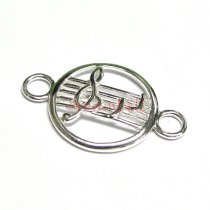 1 x Sterling silver Musical Note Pendant Link Connector 29mm