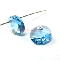 12x Swarovski Crystal 6428 Xilion Rivoli Pendant Charm Aquamarine 8mm
