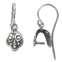 2x Sterling Silver FLEUR-DE-LIS Flower Earring Earwire Pinch Bail Clasp