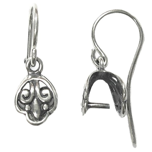 2x Sterling Silver FLEUR-DE-LIS Flower Earring Earwire Pinch Bail Clasp