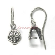 2x Sterling Silver FLEUR-DE-LIS Flower Earring Earwire Pinch Bail Clasp