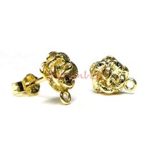 2x Vermeil 14K Gold plated over Sterling silver Rose Stud earrings W/ loop post