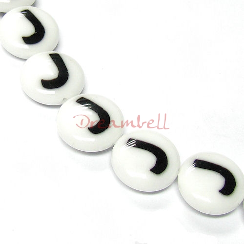 2x Lampwork Glass Letter "J" Focal bead 14mm