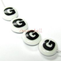 2x Lampwork Glass Letter ″G″ Focal bead 14mm