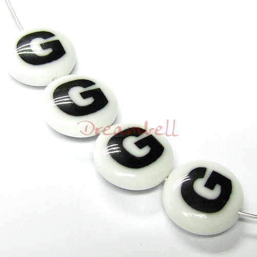 2x Lampwork Glass Letter "G" Focal bead 14mm