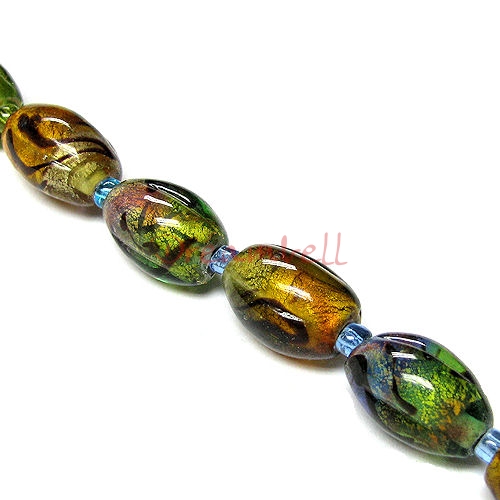 4x Romance Fused Lampwork Glass Golden Mediterranean Focal Bead 17mm