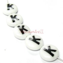 2x Round Lampwork Glass Letter ″K″ Focal bead 14mm