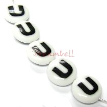 2x Round Lampwork Glass Letter ″U″ Focal bead 14mm