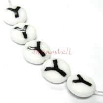 2x Round Lampwork Glass Letter ″Y″ Focal bead 14mm