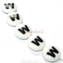 2x Round Lampwork Glass Letter ″W″ Focal bead 14mm