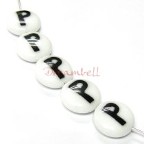 2x Round Lampwork Glass Letter ″P″ Focal bead 14mm