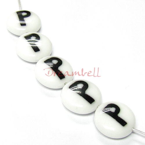 2x Round Lampwork Glass Letter "P" Focal bead 14mm