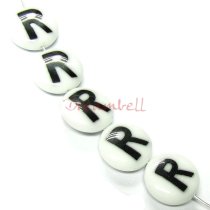2x Round Lampwork Glass Letter ″R″ Focal bead 14mm