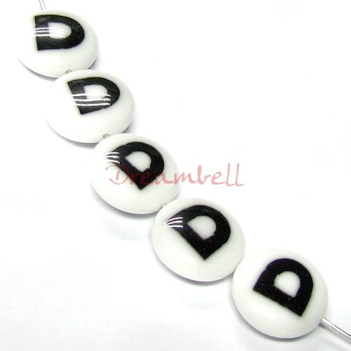 2x Lampwork Glass Letter "D" Focal bead 14mm