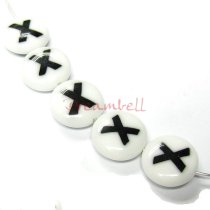 2x Round Lampwork Glass Letter ″X″ Focal bead 14mm