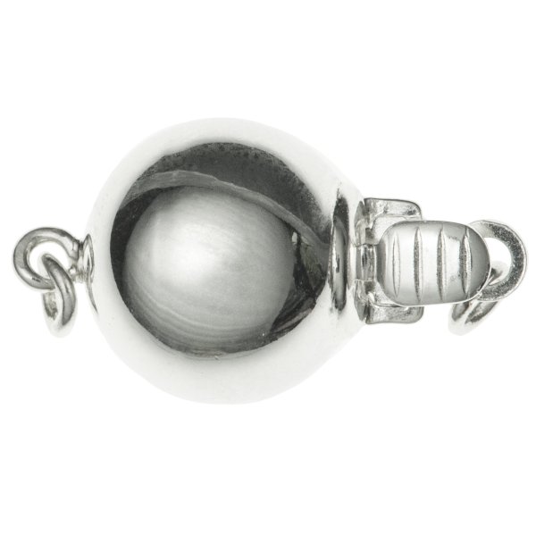 STERLING SILVER Round BALL 1-STRAND Pearl Box CLASP 8MM