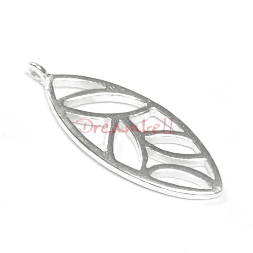 2 Sterling Silver Filigree LEAF Pendant Charm 22mm