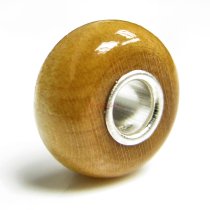 1x Sterling Silver Yellow Genuine Wood bead for European Charm Bracelets