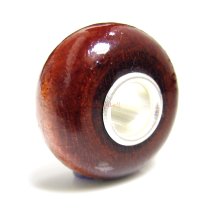 1x Sterling Silver Red Genuine Wood bead for European Charm Bracelets
