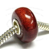 1x Sterling Silver Red Genuine Wood bead for European Charm Bracelets