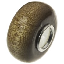 1x Sterling Silver Light Brown Genuine Wood bead for European Charm Bracelets