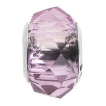Sterling Silver Birthstone Pink ROSE Crystal European Bead charm October