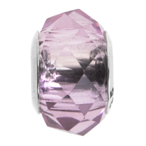 Sterling Silver Birthstone Pink ROSE Crystal European Bead charm October