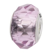 Sterling Silver Birthstone Pink ROSE Crystal European Bead charm October