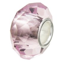 Sterling Silver Birthstone Pink ROSE Crystal European Bead charm October