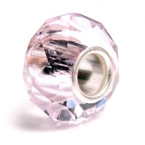 Sterling Silver Birthstone Pink ROSE Crystal European Bead charm October