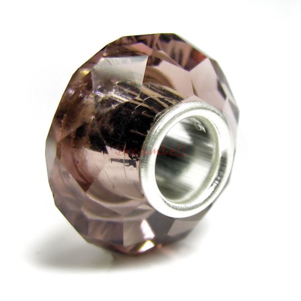 Sterling Silver BIRTHSTONE Crystal European Bead charm February