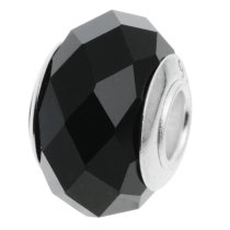Sterling Silver Jet Black Crystal European Bead charm