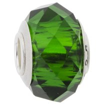 Sterling Silver Birthstone Green Crystal European Bead Charm May