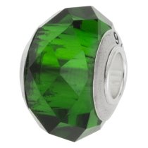 Sterling Silver Birthstone Green Crystal European Bead Charm May