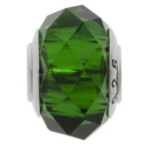 Sterling Silver Birthstone Green Crystal European Bead Charm May