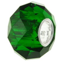 Sterling Silver Birthstone Green Crystal European Bead Charm May