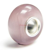 Sterling Silver ROUND Amethyst CAT EYE Bead for European Charm Bracelets