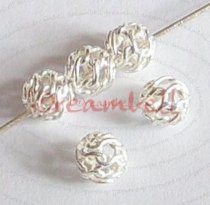 20x Sterling silver Round Wire Open MESH Net Ball 4mm